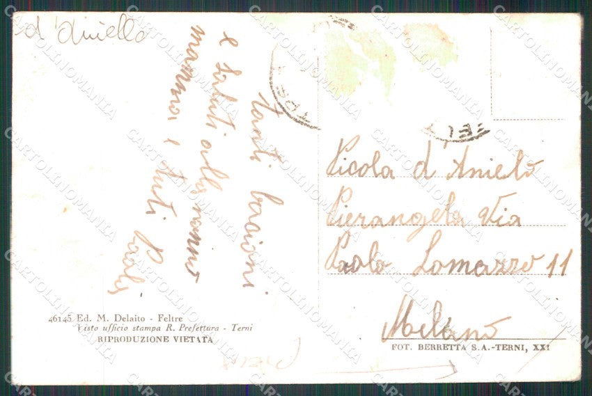 Belluno Feltre Piazza Vittorio Emanuele Castello PIEGA cartolina RB7814 – retro