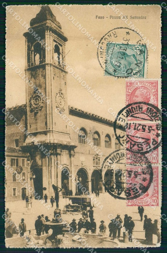Pesaro Urbino Fano Piazza XX Settembre PIEGHINE cartolina RB7833 – fronte