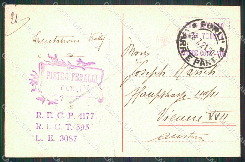 Forlì Città Saluto da Foro Annonario cartolina RB7844 – retro