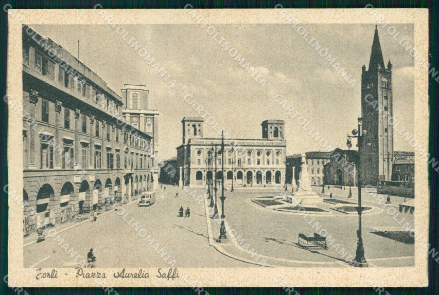 Forlì Città Piazza A. Saffi Autobus cartolina RB7860 – fronte