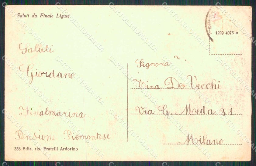 Savona Finale Ligure Passeggiata delle Palme cartolina RB7879 – retro