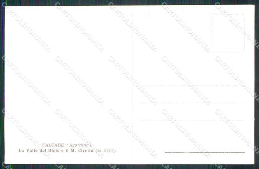 Belluno Falcade Val del Biois Monte Civetta cartolina RB7896 – retro