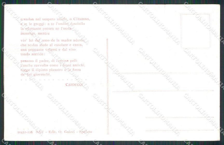 Perugia Clitunno Fonti Carducci PIEGA cartolina RB7905 – retro