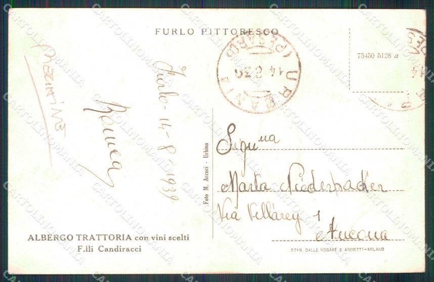 Pesaro e Urbino Furlo PIEGHINE cartolina RB7924 – retro