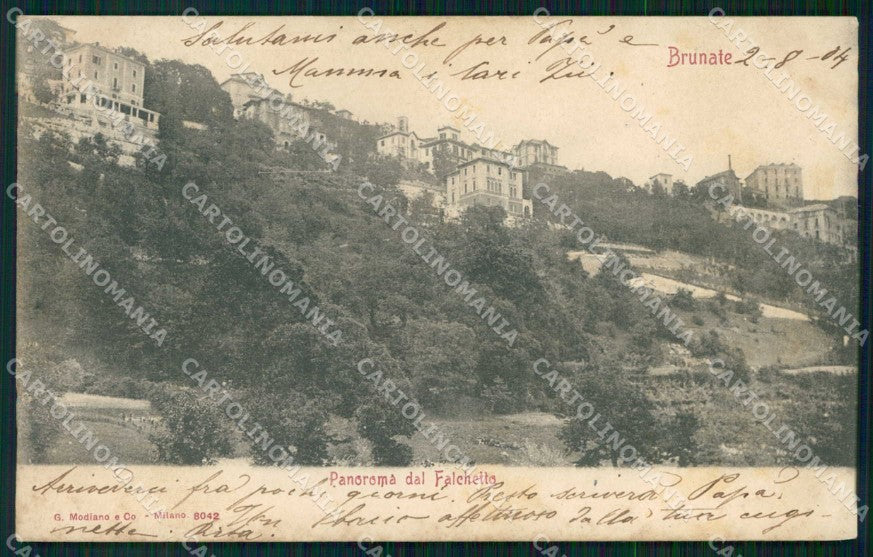 Como Brunate Panorama dal Falchetto Modiano 8042 ABRASA cartolina RB7927 – fronte