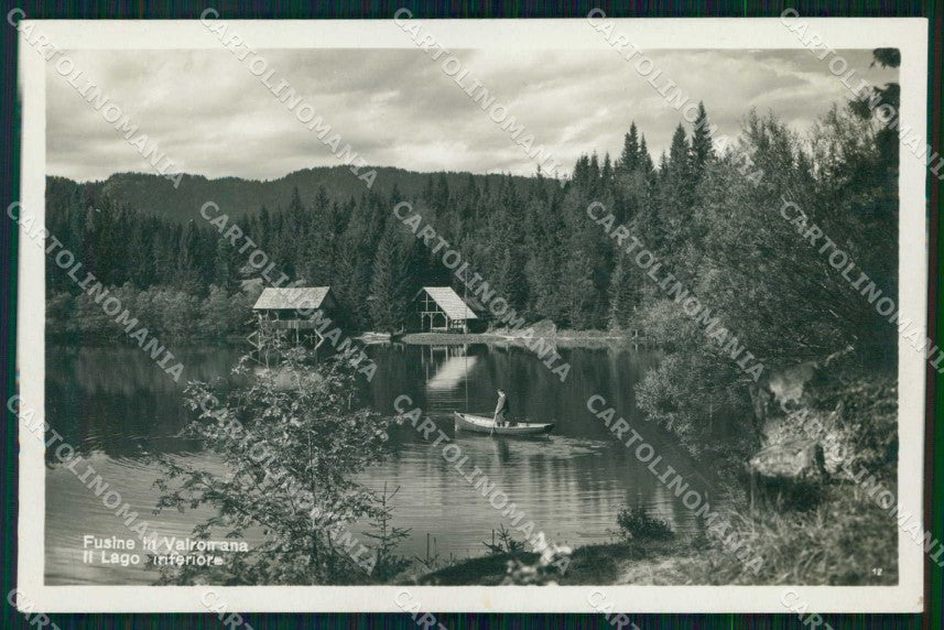 Udine Fusine in Valromana Lago Inferiore Barca Foto cartolina RB7933 – fronte