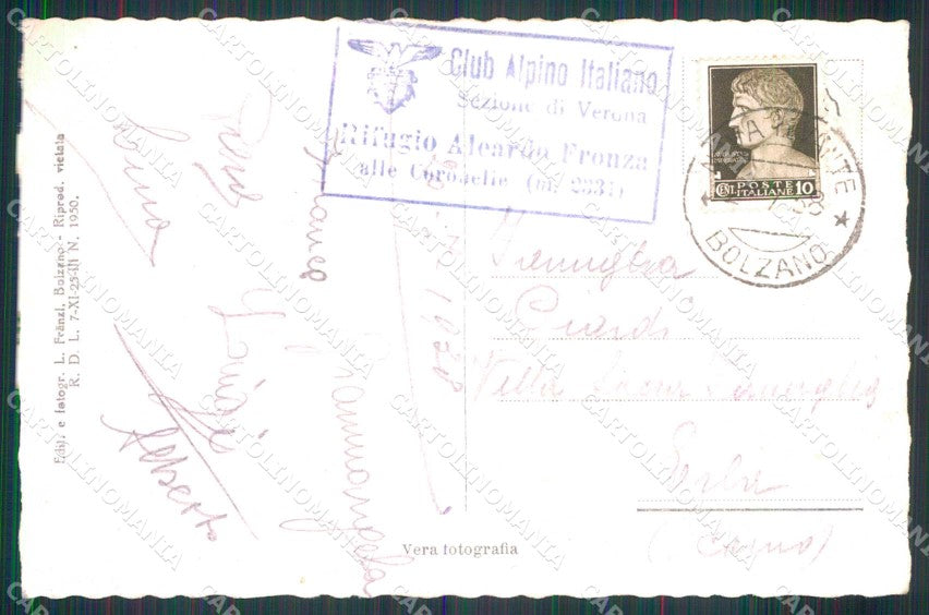Bolzano Nova Levante Rifugio Aleardo Fronza alle Coronelle Foto cartolina RB7937 – retro