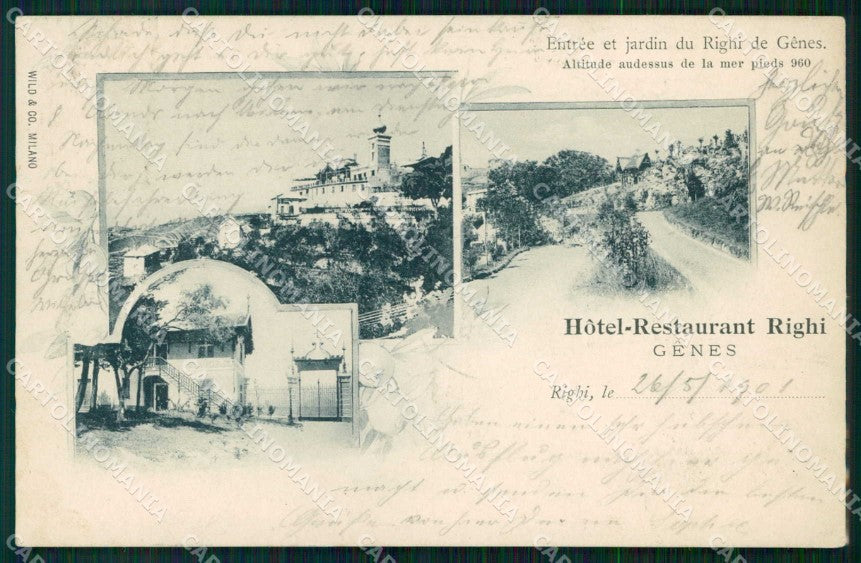 Genova Città Ristorante Hotel Righi Entrata Giardino cartolina RB8038 – fronte