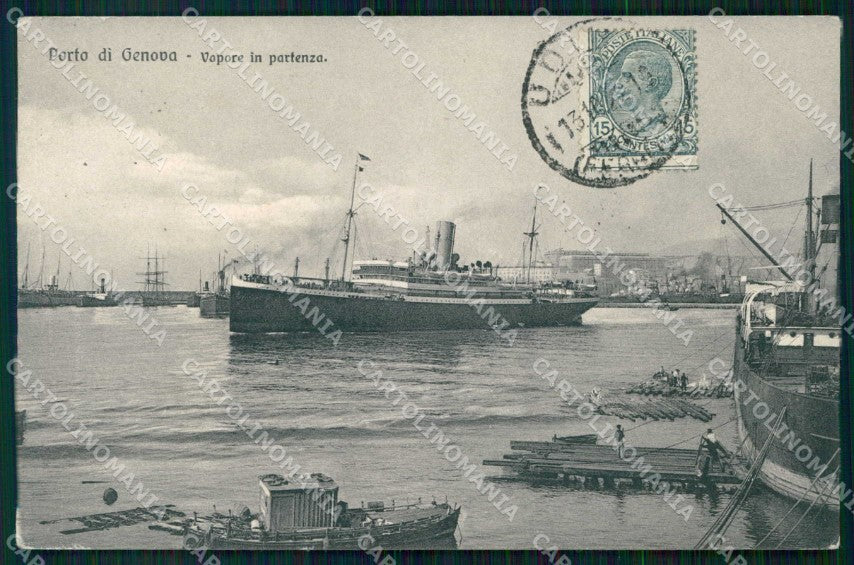 Genova Città Porto Vapore in Partenza Brunner 8709 cartolina RB8050 – fronte