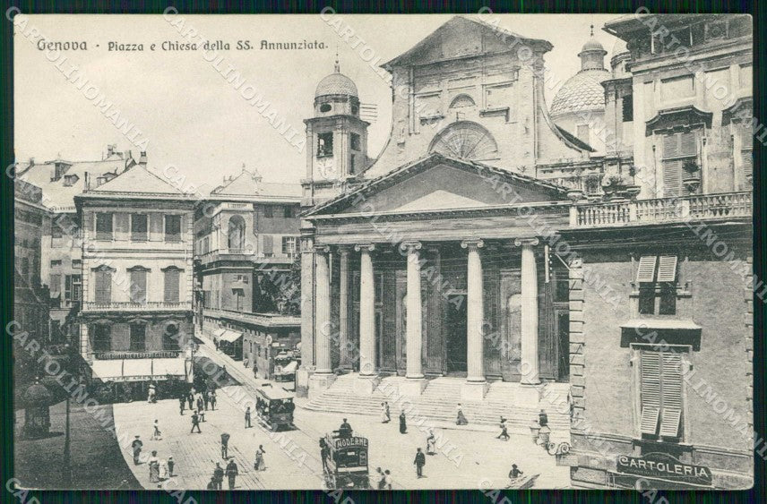 Genova Città Piazza e Chiesa della SS. Annunziata cartolina RB8058 – fronte