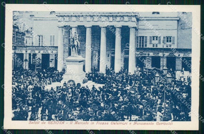 Genova Città Saluti da Monumento Garibaldi Piazza Deferrari cartolina RB8061 – fronte