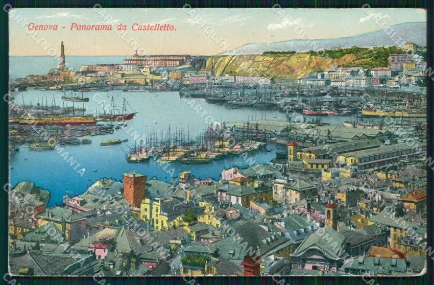 Genova Città Panorama da Castelletto Barche cartolina RB8063 – fronte