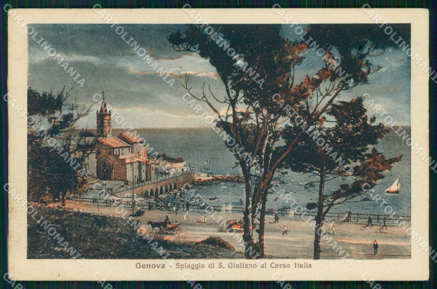 Genova Città Spiaggia di S. Giuliano al Corso Italia cartolina RB8065 – fronte