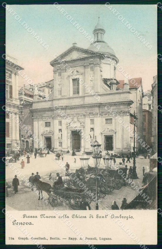 Genova Città Piazza Nuova colla Chiesa di Sant'Ambrogio cartolina RB8069 – fronte
