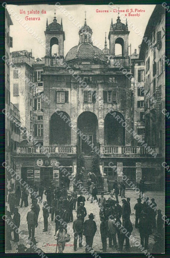 Genova Città Saluto da Chiesa di S. Pietro a Banchi cartolina RB8077 – fronte