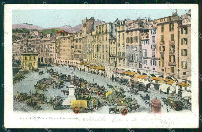Genova Città Piazza Caricamento cartolina RB8079 – fronte