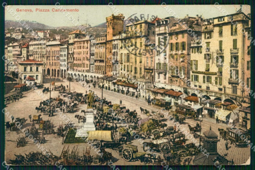 Genova Città Piazza Caricamento PIEGHINE cartolina RB8098 – fronte