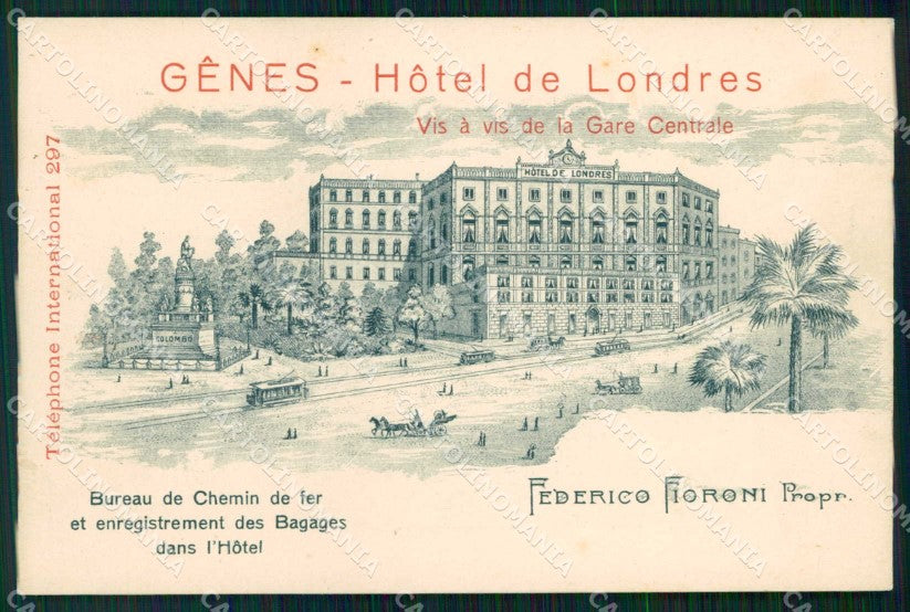 Genova Città Hotel de Londres Cartoncino Formato cartolina RB8112 – fronte
