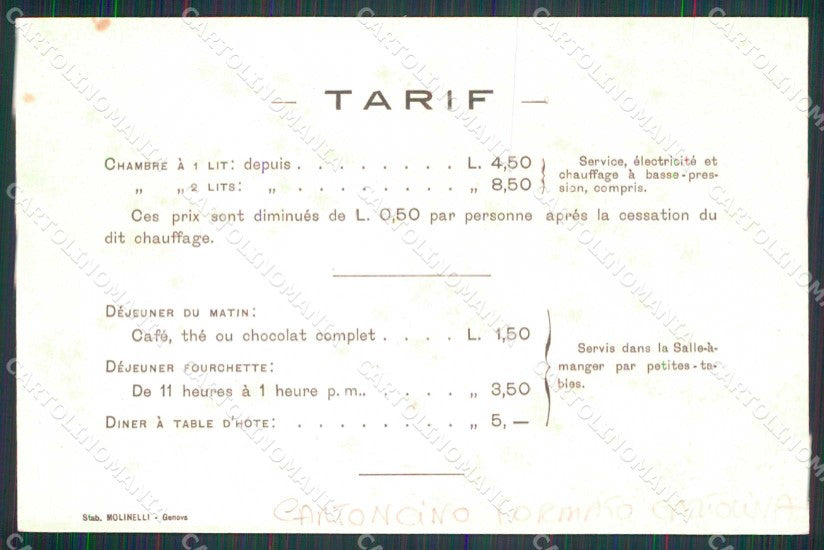 Genova Città Hotel de Londres Cartoncino Formato cartolina RB8112 – retro