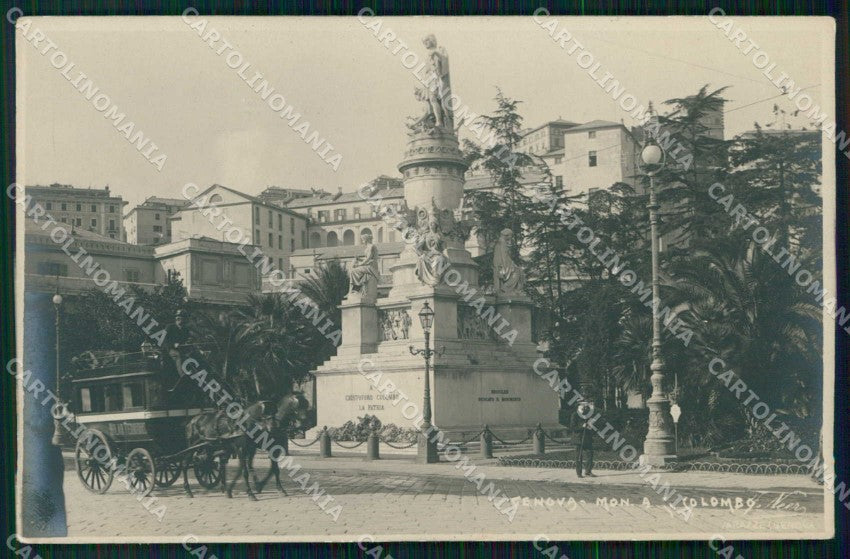 Genova Città Monumento Cristoforo Colombo Carrozza J Neer Foto cartolina RB8113 – fronte