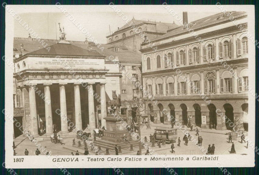 Genova Città Teatro Carlo Felice Monumento Garibaldi Foto cartolina RB8115 – fronte