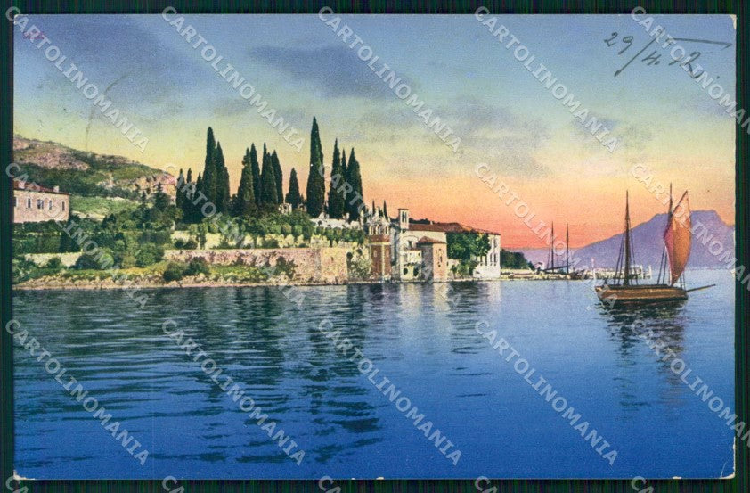 Verona Garda S. Vigilio con Rocca di Garda Barca PIEGA cartolina RB8172 – fronte