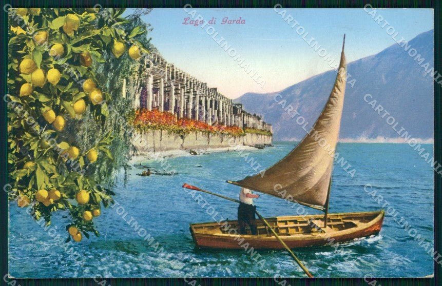 Verona Garda Barca Limoni Brunner 308-8 cartolina RB8174 – fronte