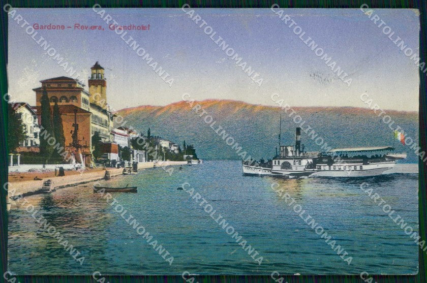 Brescia Gardone Riviera Grand Hotel Piroscafo STRAPPINO cartolina RB8181 – fronte