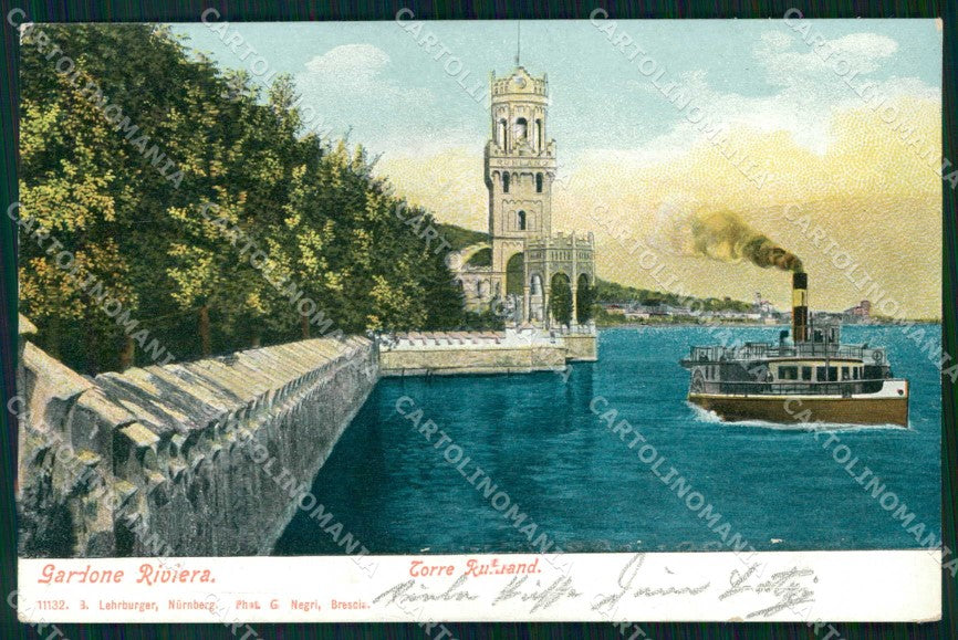 Brescia Gardone Riviera Torre Ruhland Battello cartolina RB8183 – fronte