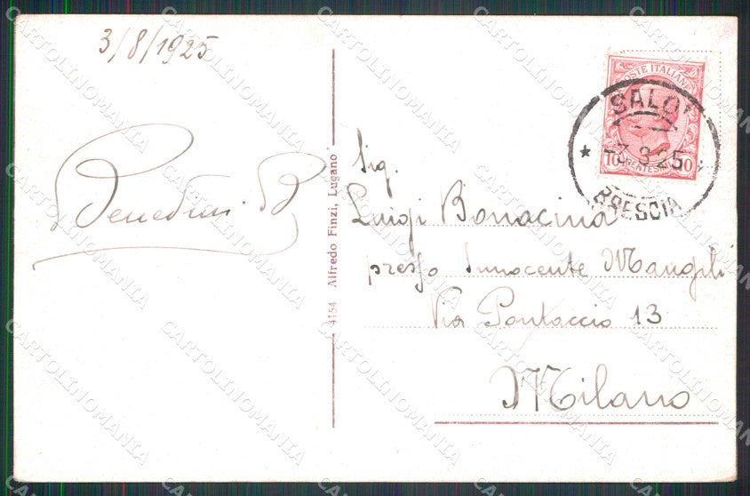 Brescia Gardone Riviera Torre Ruhland Barca cartolina RB8184 – retro