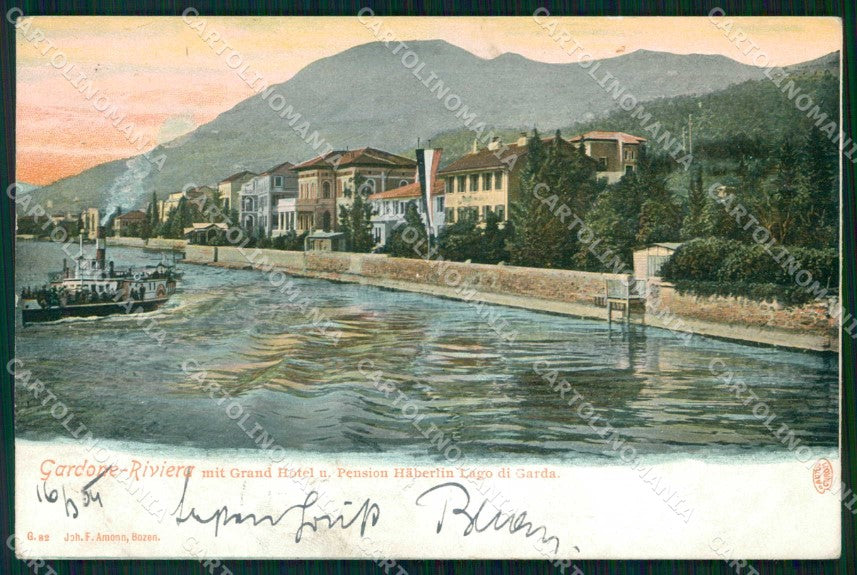Brescia Gardone Riviera Grand Hotel Pensione Haberlin ABRASA cartolina RB8189 – fronte
