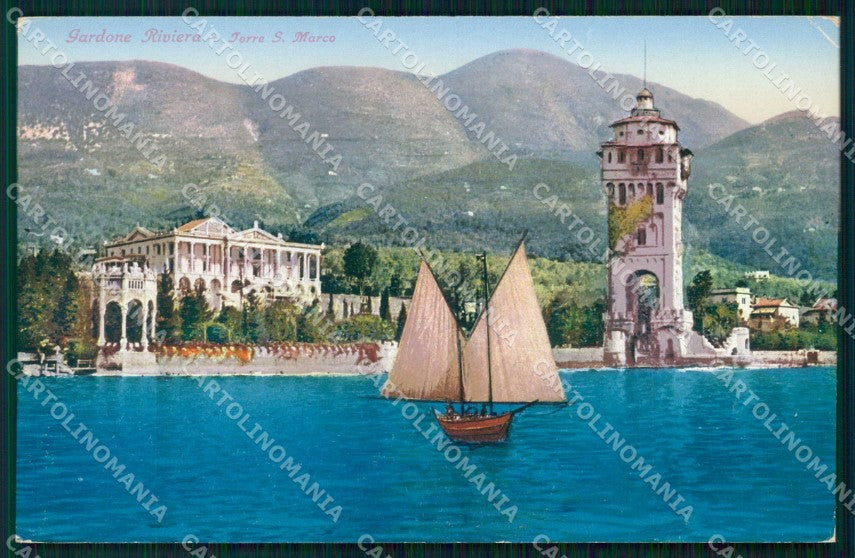 Brescia Gardone Riviera Torre San Marco Brunner 306-19 PIEGHINA cartolina RB8196 – fronte