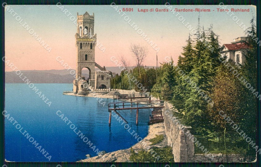Brescia Gardone Riviera Torre Ruhland Lago cartolina RB8217 – fronte