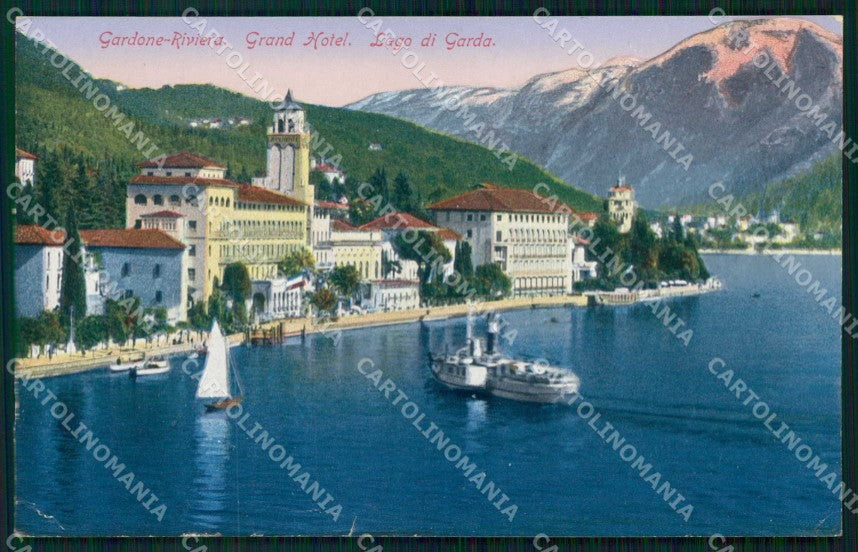 Brescia Gardone Riviera Grand Hotel Piroscafo cartolina RB8239 – fronte