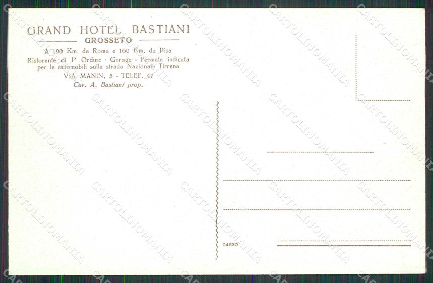 Grosseto Città Grand Hotel Bastiani cartolina RB8313 – retro