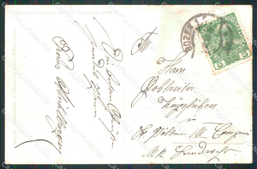 Bolzano Gries Panorama PIEGA cartolina RB8380 – retro