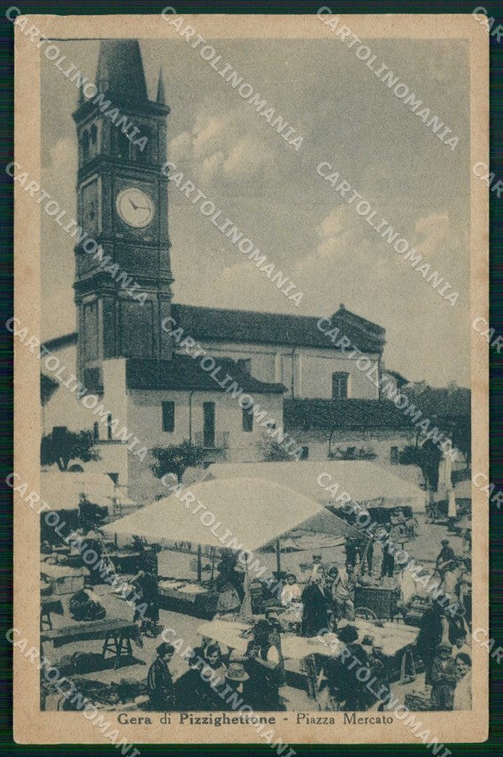 Cremona Gera Pizzighettone Piazza Mercato RIPARATA cartolina RB8395 – fronte
