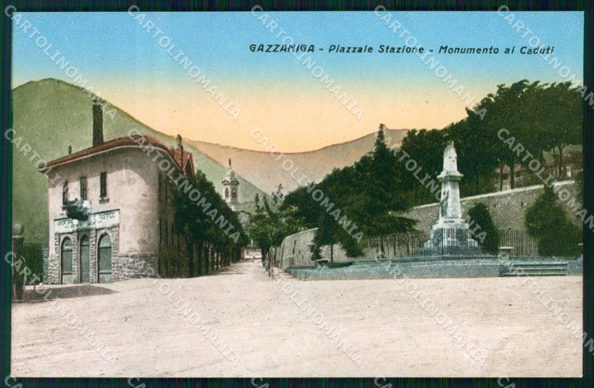 Bergamo Gazzaniga Piazzale Stazione Monumento ai Caduti cartolina RB8433 – fronte