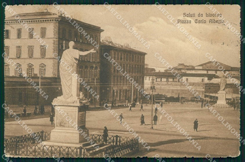 Livorno Città Saluti da Piazza Carlo Alberto cartolina RB8460 – fronte