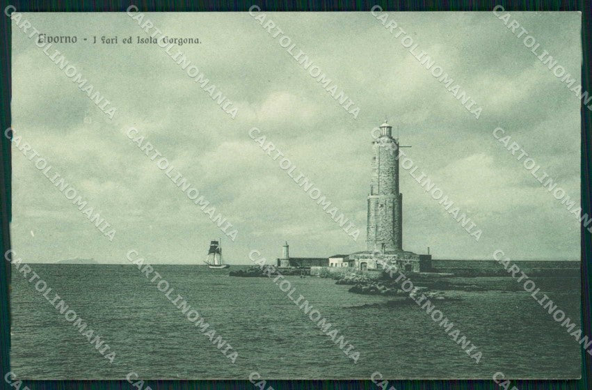 Livorno Città Isola Gorgona Fari Brunner 4362 cartolina RB8465 – fronte