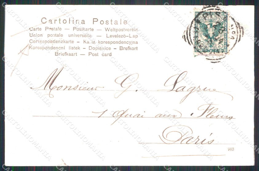Livorno Città Saluto da Molo Vecchio PIEGA cartolina RB8494 – retro
