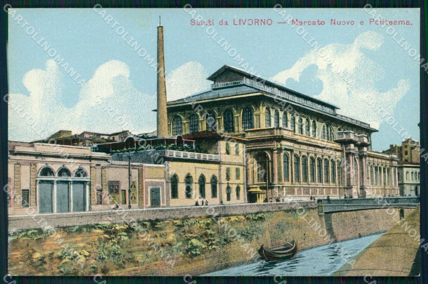 Livorno Città Saluti da Mercato Nuovo Politeama cartolina RB8496 – fronte