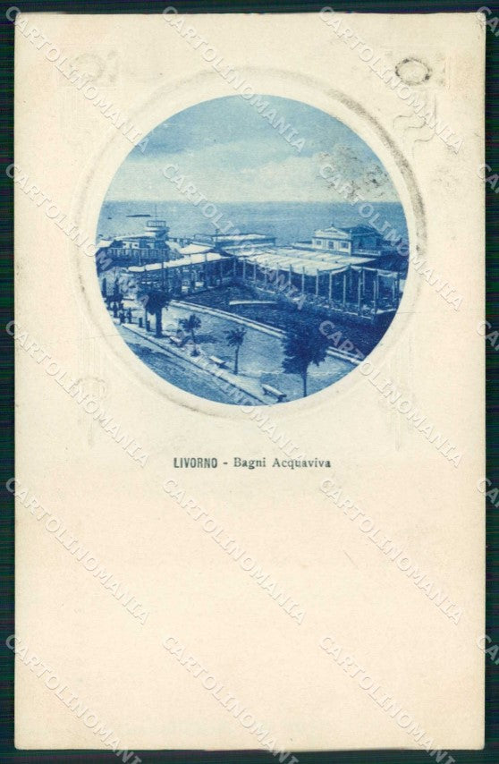Livorno Città Bagni Acquaviva Rilievo cartolina RB8508 – fronte
