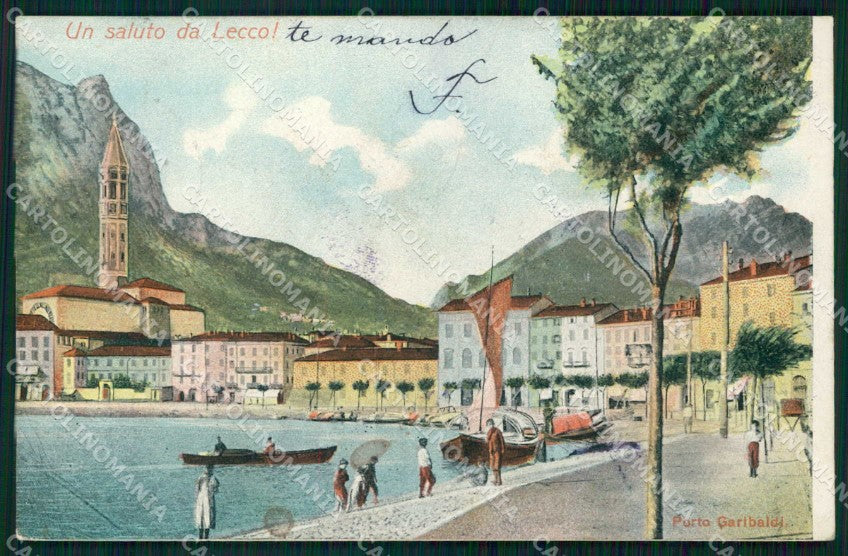 Lecco Città Saluto da Porto Garibaldi Barche cartolina RB8565 – fronte