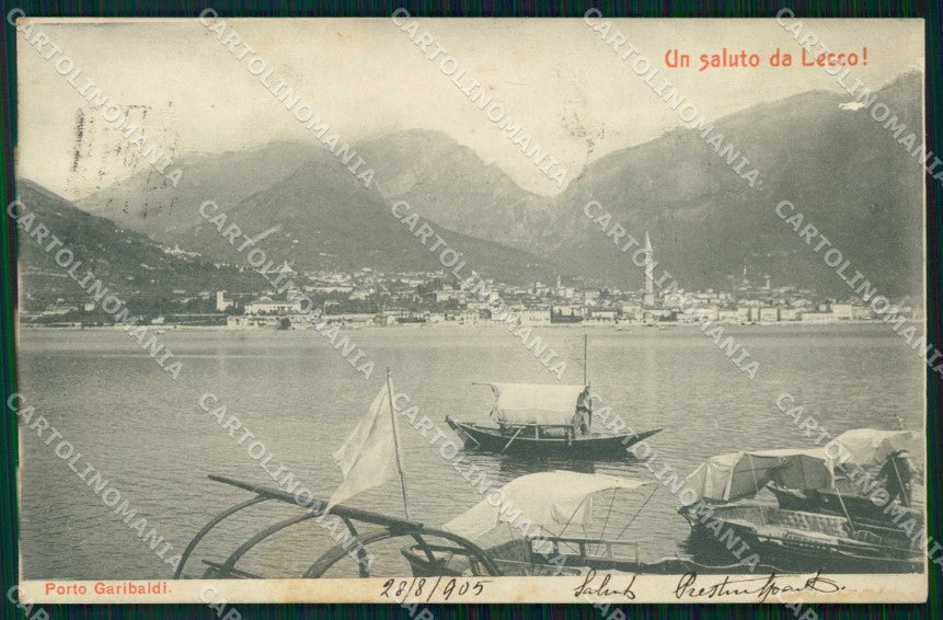 Lecco Città Saluto da Porto Garibaldi Barche cartolina RB8578 – fronte