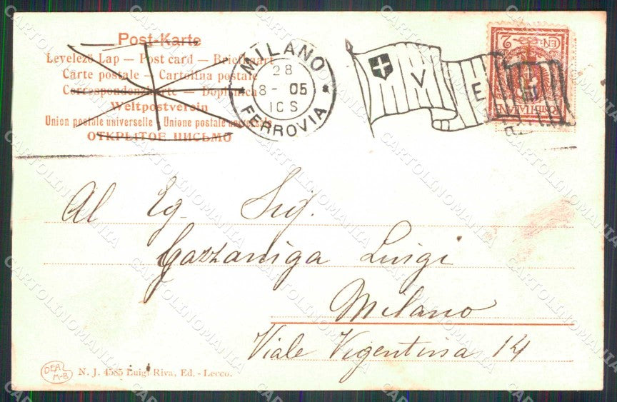 Lecco Città Saluto da Porto Garibaldi Barche cartolina RB8578 – retro