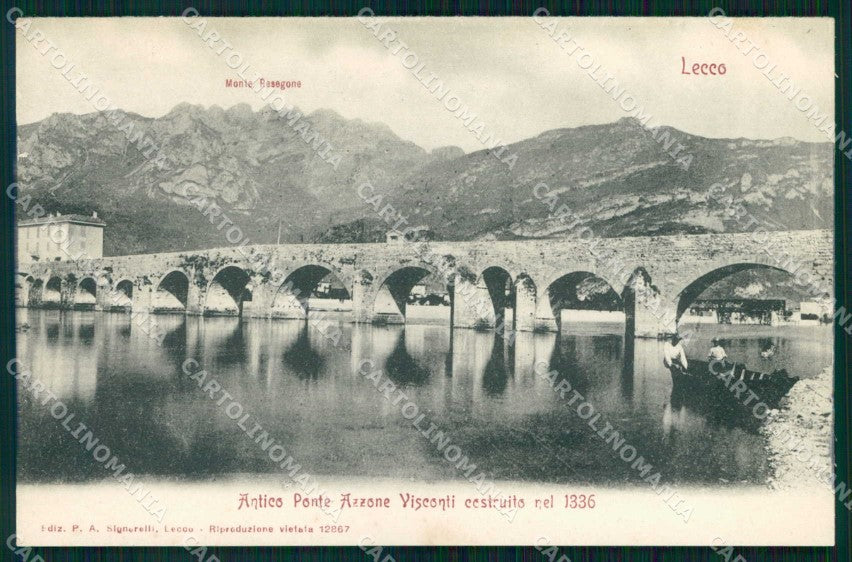 Lecco Città Ponte Azzone Visconti Monte Resegone cartolina RB8582 – fronte