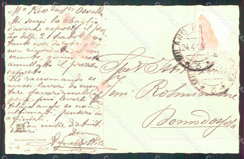 Lecco Città Pescarenico Padre Cristoforo ABRASA cartolina RB8588 – retro