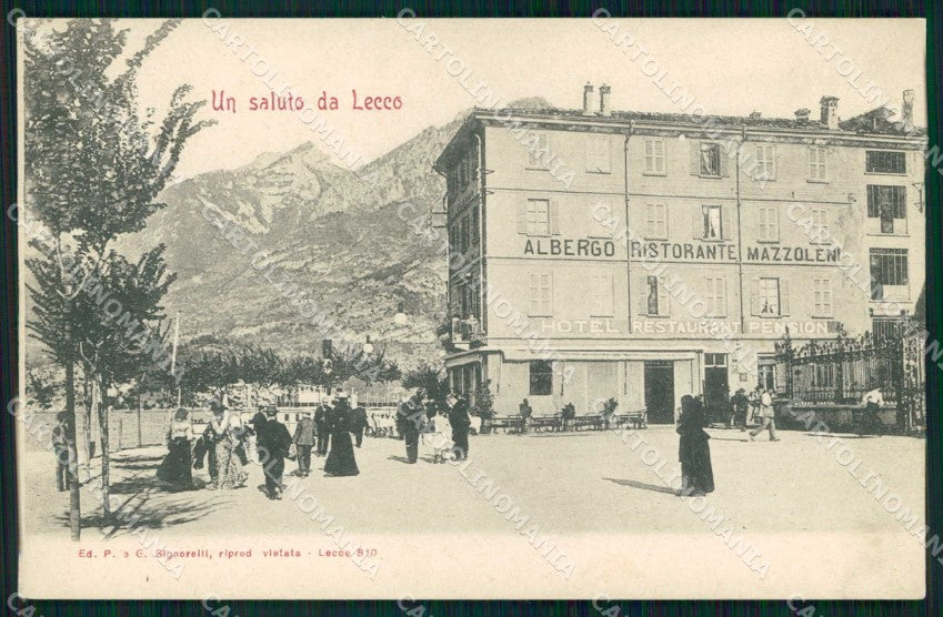 Lecco Città Saluto da Albergo Ristorante Mazzoleni cartolina RB8594 – fronte