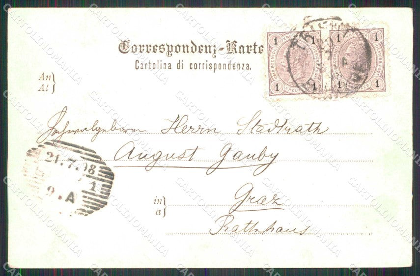 Trento Levico Hotel Sartori Stengel 5258 cartolina RB8602 – retro